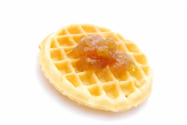 Kayısı reçeli ile Belçika waffle — Stok fotoğraf
