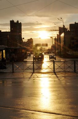 Sunset in a big city