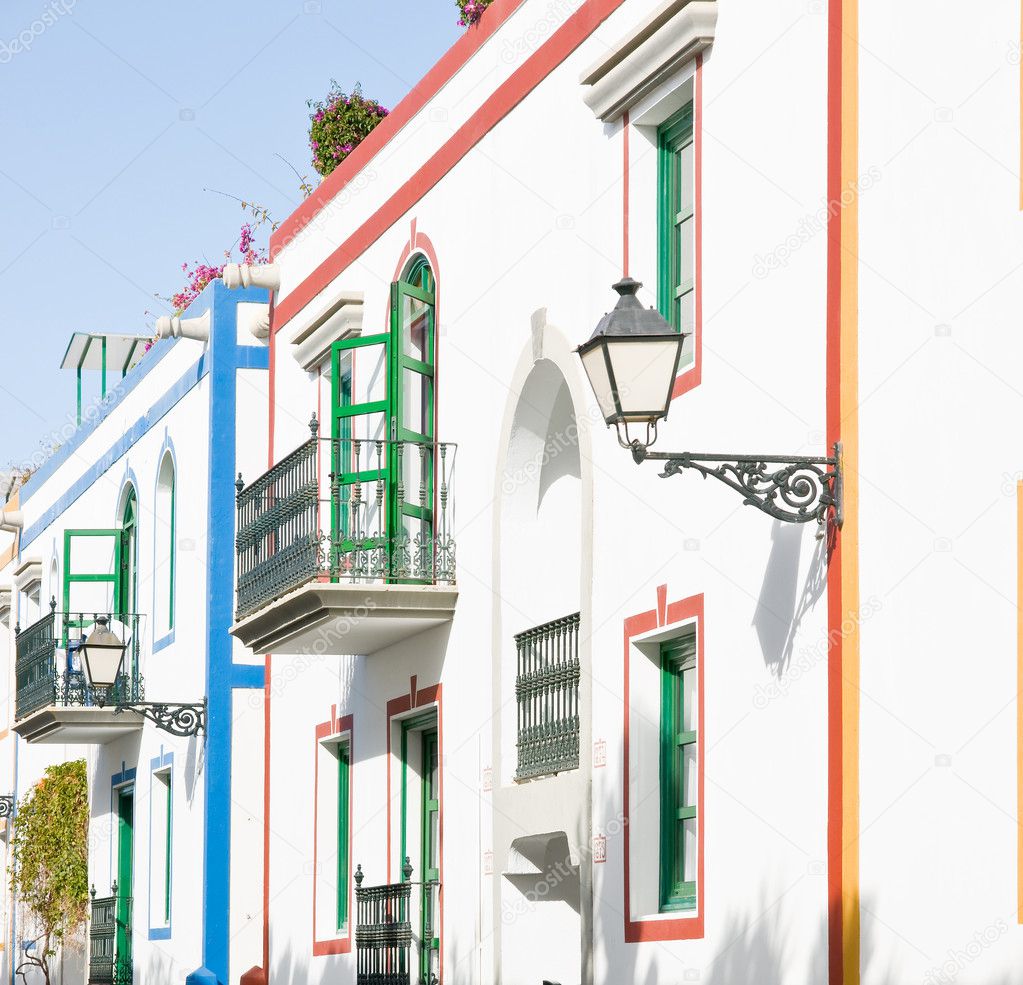 White houses in Maspalomas resort, Gran Canaria