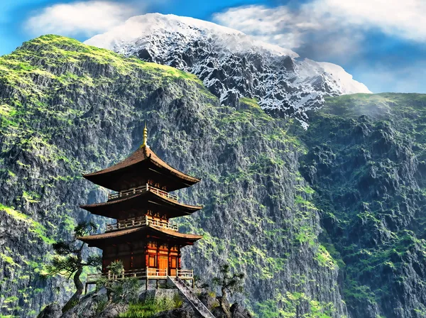 stock image Buddhist temple in mountains
