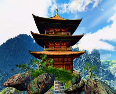 Budist tapınağı Dağları