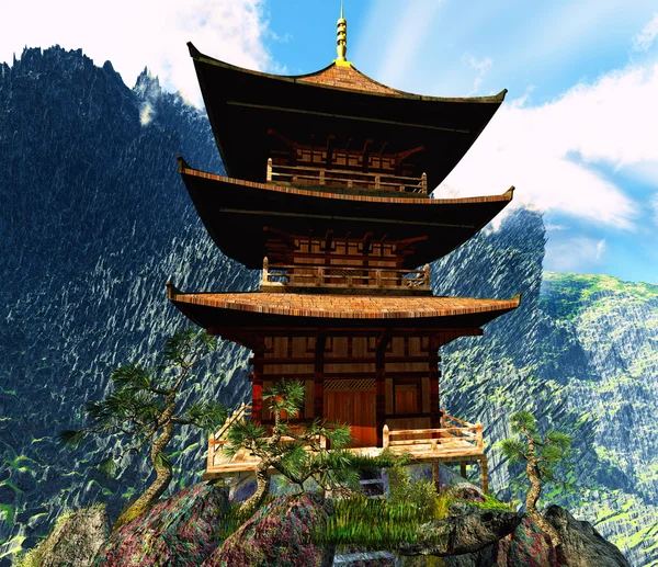 stock image Buddhist temple in mountains