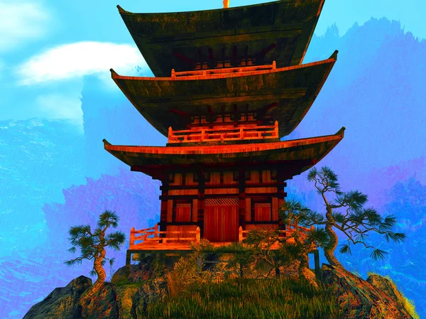 Buddhist temple in mountains — Stock Photo, Image