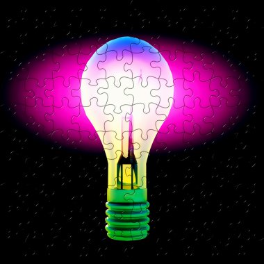 Light bulb and puzzle clipart