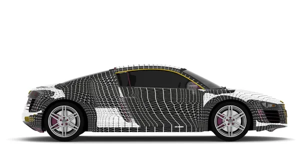 3D μοντέλο αυτοκινήτου καλωδίων σε λευκό φόντο — Φωτογραφία Αρχείου