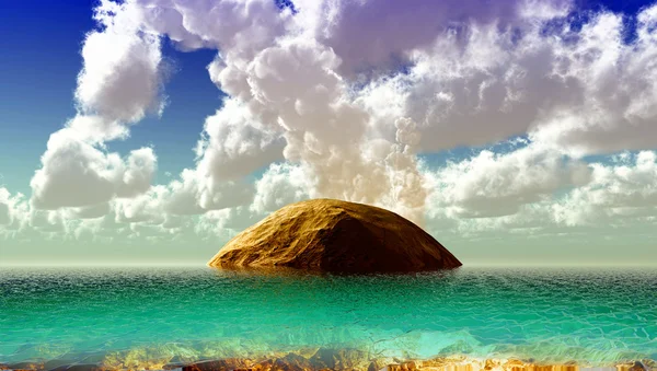 Volcanic eruption on the island — Stock Photo, Image