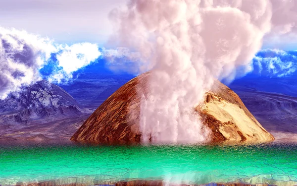 島の火山噴火 — ストック写真