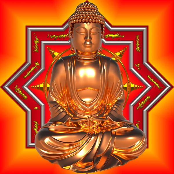Gold-Buddha mit Mandala — Stockfoto