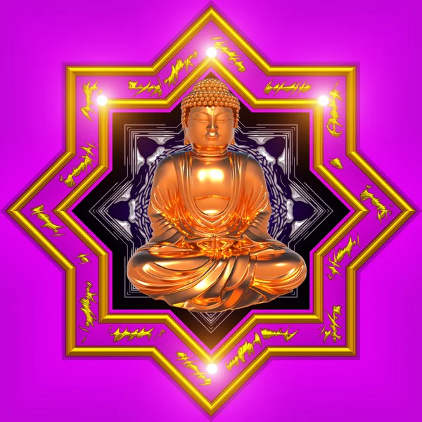 Buddha d'oro con Mandala — Foto Stock