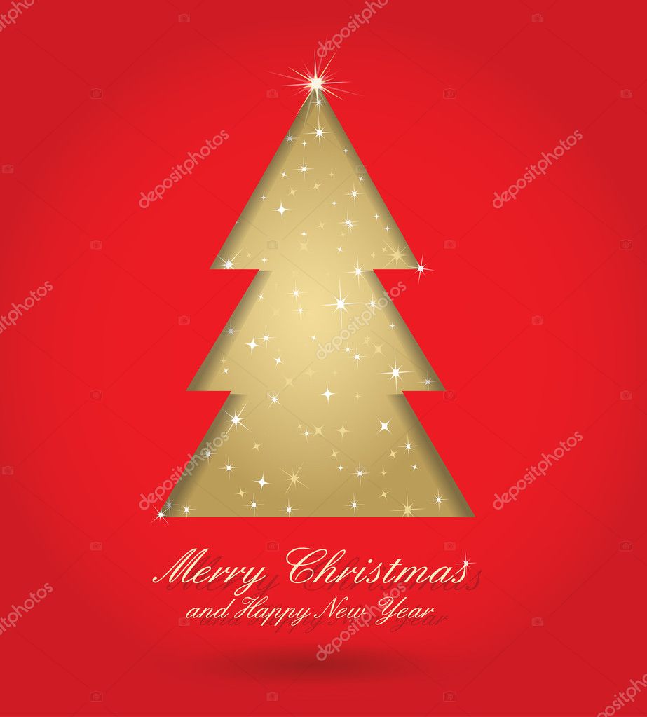 Albero di Natale rosso e oro — Foto Stock