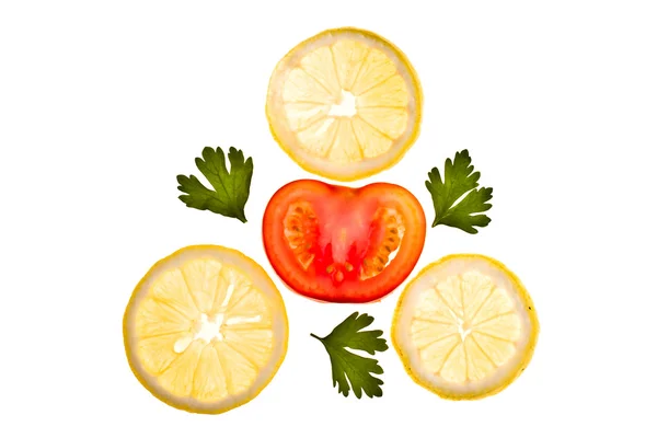 Помидор, лимон и петрушка — стоковое фото