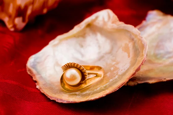 Ring with pearl — Stock Photo, Image