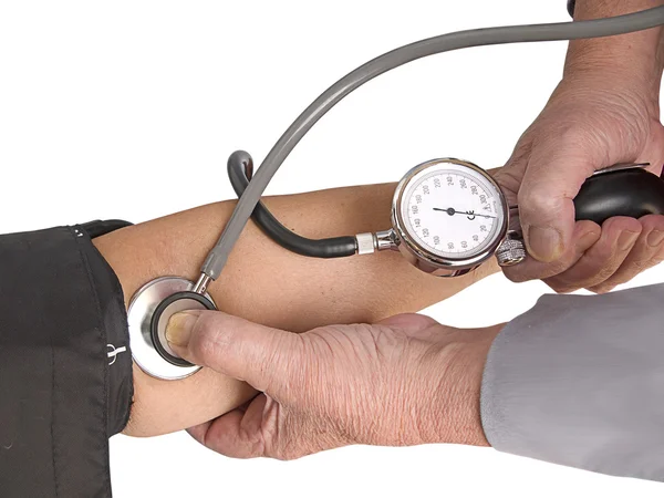 A medir a pressão arterial. Isolamento — Fotografia de Stock