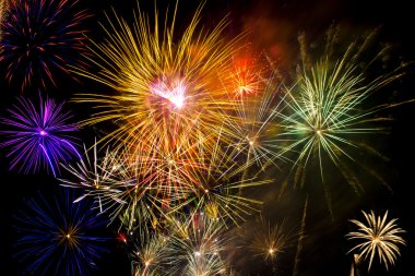 Colorful and vibrant fireworks clipart