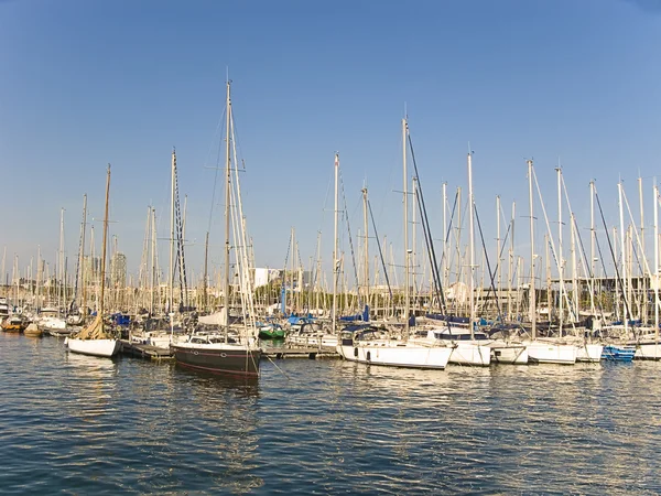 stock image Some recreation boats at Barcelona port