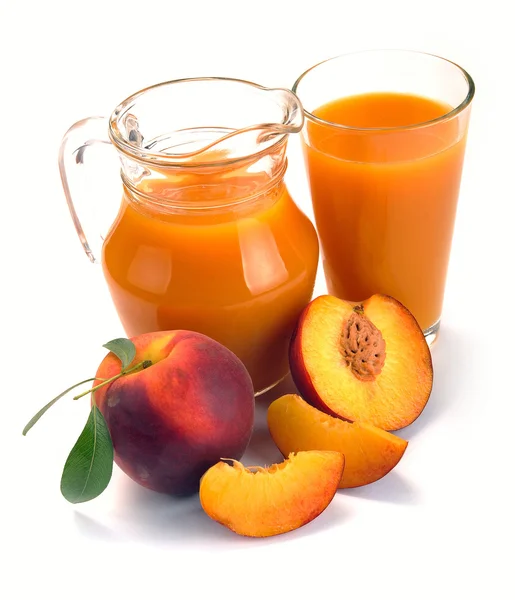 桃果汁和水果 — 图库照片