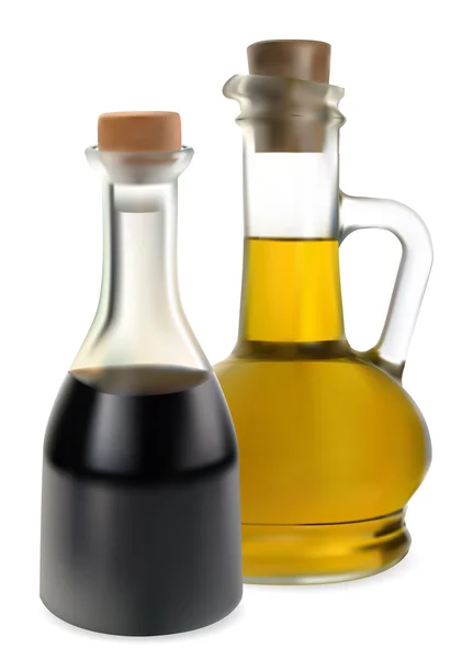 Cuka balsamic dan minyak zaitun - Stok Vektor