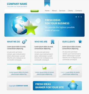 Business web site design template with Earth and star clipart