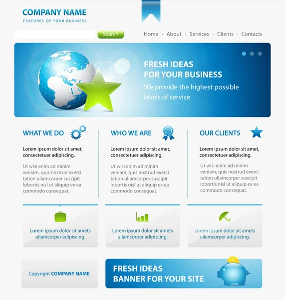 Plantilla de diseño del sitio web empresarial con Tierra y estrella — Vector de stock