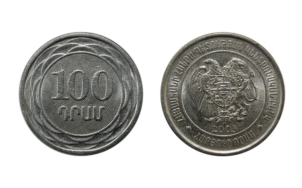 100 dram,metal penny — Stock Photo, Image