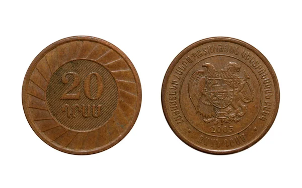 20 dram,metal penny — Stock Photo, Image