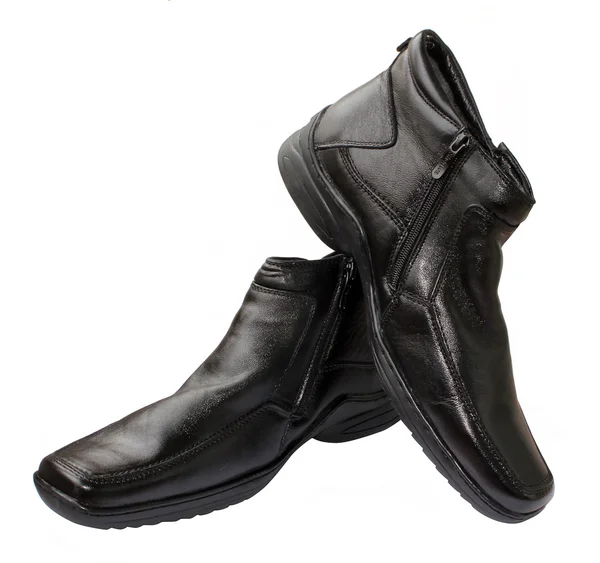 BLACK LEATHER BOOTS — Stock Photo, Image