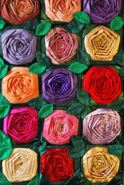 Patchwork quilt with flowers clipart