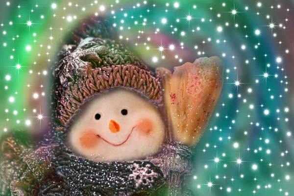 快乐雪人圣诞贺卡 — 图库照片