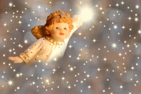 クリスマスの挨拶の天使と星 — ストック写真