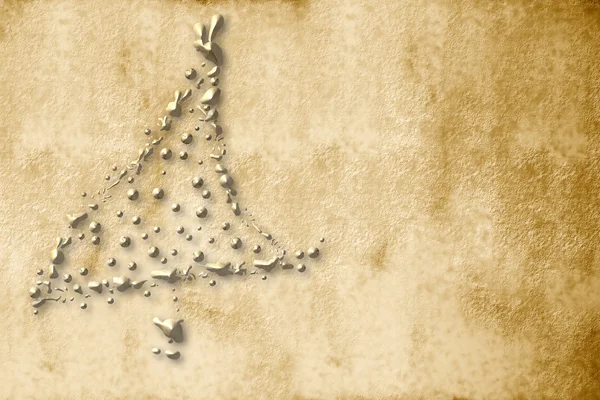 Рождественская открытка, пергаментная золотая ель — стоковое фото