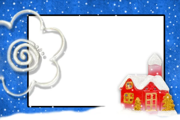 Рождественская открытка с местом для текстового снежного домика — стоковое фото