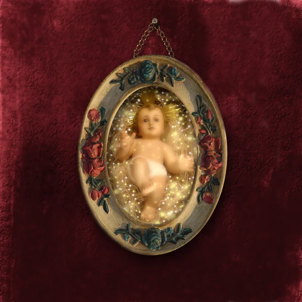 古色古香的圣诞贺卡婴儿耶稣 — 图库照片