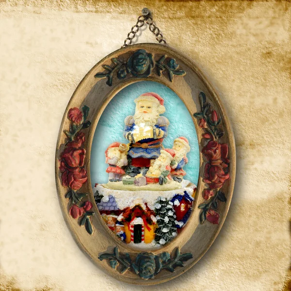 Рождественские открытки, античная картина Санты — стоковое фото