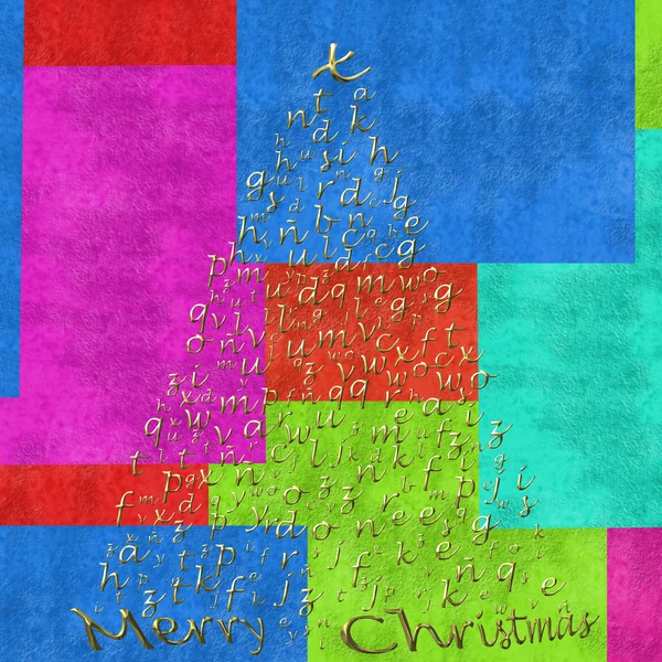 Feliz tarjeta de Navidad, árbol de letras — Foto de Stock