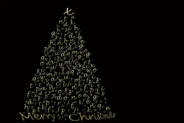 Cartão de Natal elegante, letras de ouro abeto — Fotografia de Stock