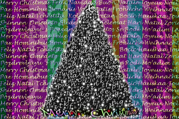 Colorido saludo de Navidad en muchos idiomas —  Fotos de Stock