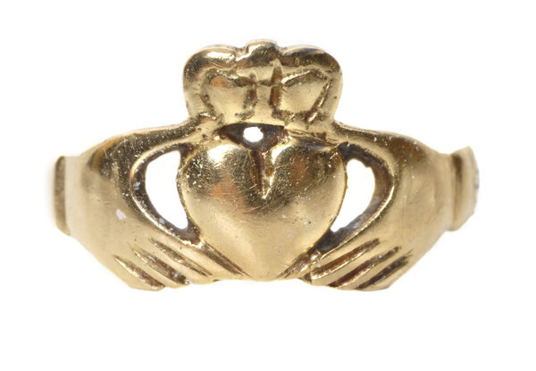 Vintage traditional Claddagh ring isolated