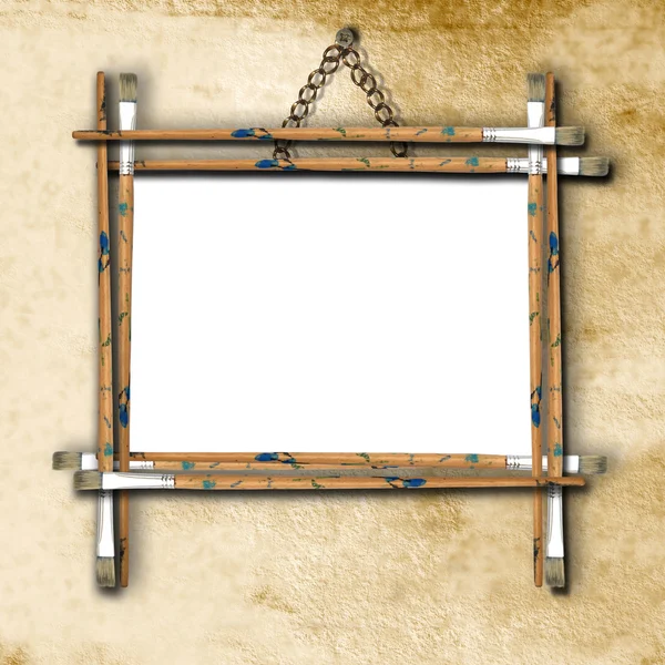 Leeg frame op de muur — Stockfoto