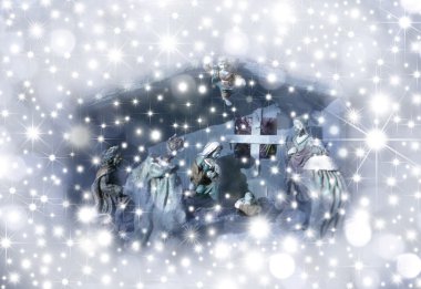 Christmas Card Nativity scene clipart