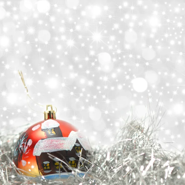 Vánoční přání červený míček — Stock fotografie