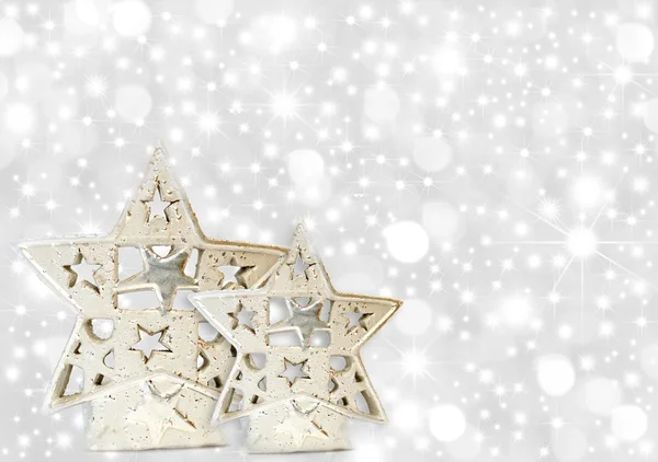 Christmas wenskaart zilveren sterren — Stockfoto