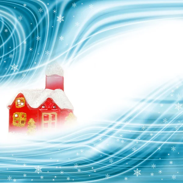圣诞背景、 小屋和雪花 — 图库照片