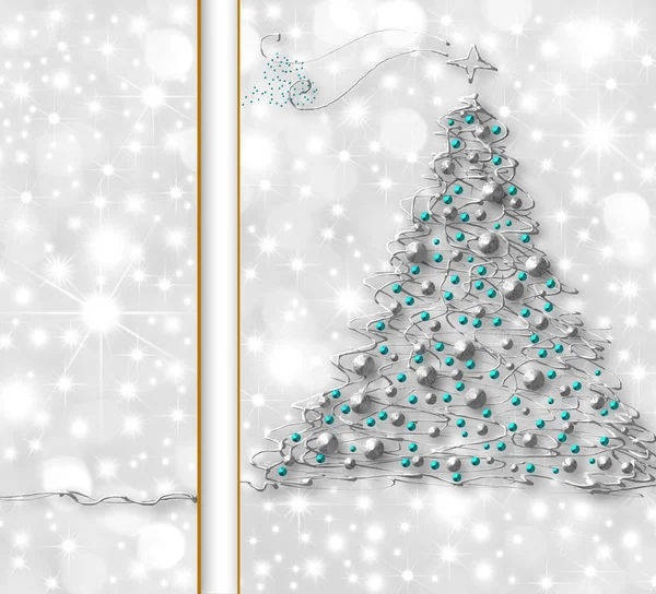 Silberne Weihnachtsbaumkarte — Stockfoto