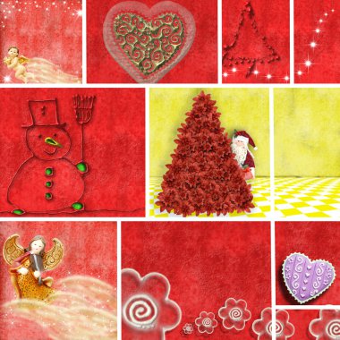 Collage illustration of Christmas time clipart