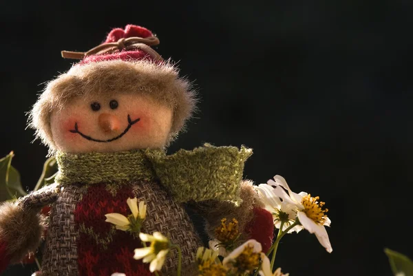 Jul bakgrund, glad snögubbe — Stockfoto