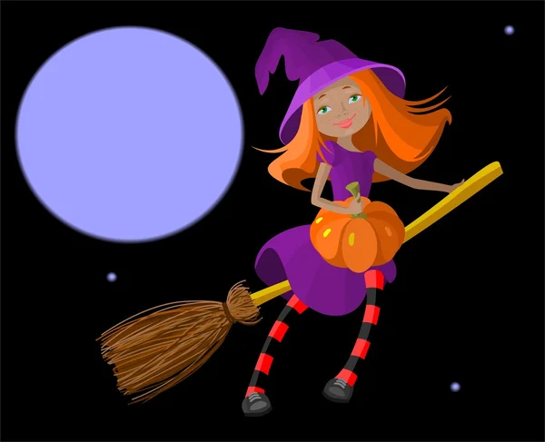 Cute witch f — Stock Vector