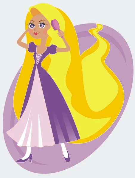 Rapunzel chica con el pelo largo — Vector de stock