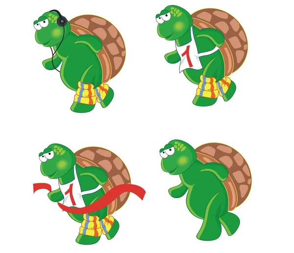 Vier cartoon schildpadden — Stockvector