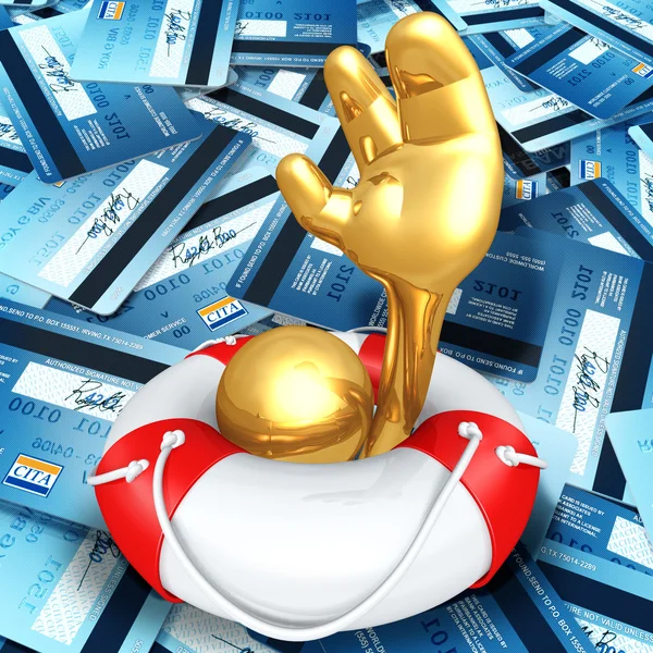 Lifebuoy Help In A Sea Of Credit Cards — Stock Photo, Image