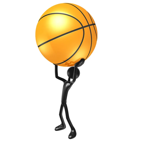 Drží obří basketbal — Stock fotografie